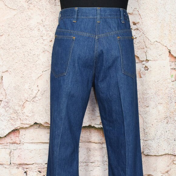 Vintage Men's SEARS Perma-Prest "Thumbs Up" Regular Cut Blue Denim Jeans - 38 M - Picture 3 of 5